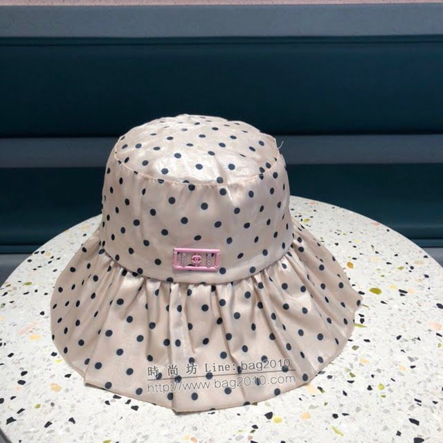 Chanel新品女士帽子 香奈兒波浪大沿波點漁夫帽遮陽帽  mm1564